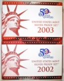 2002 & 2003 U.S. SILVER PROOF SETS ORIG PACKAGING