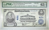 1902 PLAIN BACK $5 NC EAST STROUDSBURG NB PMG 63
