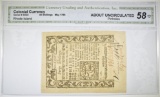 1785 40 SHILLINGS RI COLONIAL NOTE CGA  ABOUT UNC