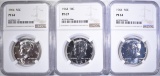 3-1964 KENNEDY HALF DOLLARS, NGC PF-67