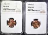 2-1985-D LINCOLN CENTS, NGC MS-68 RED
