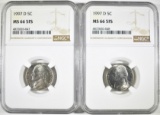 (2) 1997-D JEFFERSON NICKELS NGC