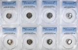 8 ROOSEVELT DIMES PCGS PR-69DCAM