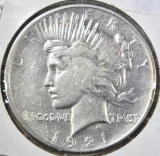 1921 PEACE DOLLAR, XF