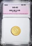 1834 $2.50 GOLD LIBERTY, PNA CH BU