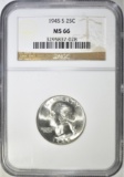 1945-S WASHINGTON QUARTER NGC MS-66