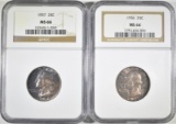 1956 & 57 WASHINGTON QUARTERS NGC MS-66 COLOR