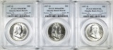 3 1957-D FRANKLIN HALVES PCGS MS-64 FBL OMAHA BANK