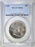 1958 FRANKLIN HALF DOLLAR PCGS MS-66 COLOR