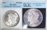 1891 MORGAN DOLLAR, INS GEM BU PL NICE GEM COIN