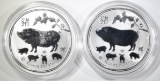 2-2019 AUSTRALIAN 1oz SILVER YEAR OF THE PIG COINS