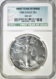 1986 AMERICAN SILVER EAGLE, NGC MS-69