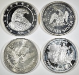 4-DIFFERENT 1oz .999 SILVER ROUNDS