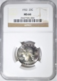 1952 WASHINGTON QUARTER NGC MS-66 RAINBOW COLOR