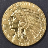 1914 $5 GOLD INDIAN HEAD  AU