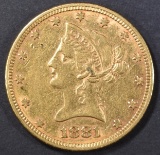 1881 $10 GOLD LIBERTY  AU