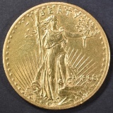 1908 $20 GOLD SAINT GAUDENS  NO MOTTO  BU