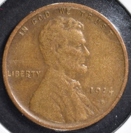 1914-S LINCOLN CENT, XF