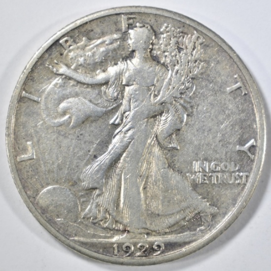 1929-S WALKING LIBERTY HALF DOLLAR, XF