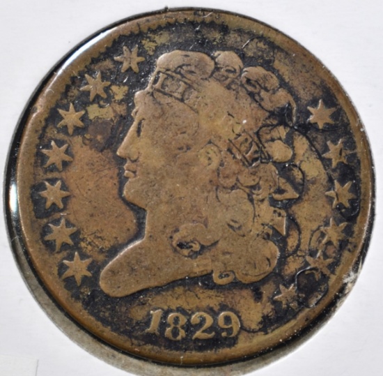 1829 HALF CENT FINE