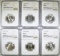 6 WASHINGTON QUARTERS ALL NGC MS-65