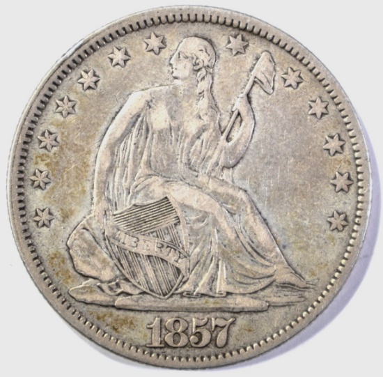 1857 SEATED LIBERTY HALF DOLLAR CHOICE XF