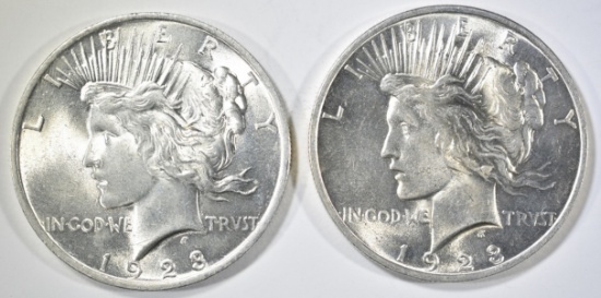 2 1923 PEACE DOLLARS CH/GEM BU