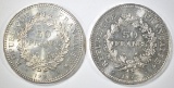 2 - 1977 FRANCE 50 FRANCS AU/BU HERCULES COIN
