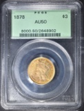 1878 $3 GOLD INDIAN PRINCESS PCGS AU-50