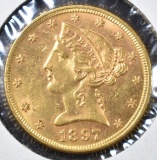 1897 $5 GOLD LIBERTY BU