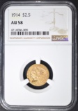 1914 $2.5 GOLD INDIAN HEAD  NGC AU 58