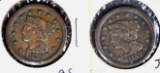 2-1853 LARGE CENTS: N-3 VF/XF & N-8 VF