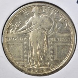 1917-S TYPE 1 STANDING LIBERTY QUARTER XF/AU