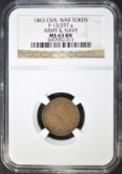 1863 CWT ARMY & NAVY  NGC MS-63 BN
