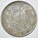 1914 J SILVER 1/2 MARK GERMANY
