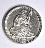 1837 SEATED HALF DIME, CH BU