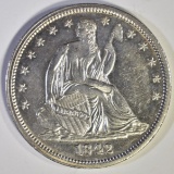 1842 SEATED HALF DOLLAR, CH BU PL