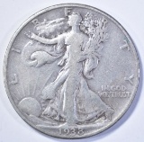 1938-D WALKING LIBERTY HALF DOLLAR, VF/XF