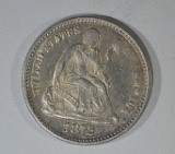 1872 SEATED LIBERTY HALF DIME AU