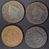 (4) LARGE CENTS  1820 G, VG, 1829 VG, 1851 VF