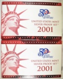 2-2001 U.S. SILVER PROOF SETS IN ORIG PACKAGING