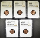 5 LINCOLN CENTS NGC MS-66 RD