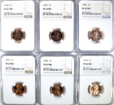 6 LINCOLN CENTS NGC PF-67 RD