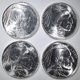 4-BUFFALO/INDIAN ONE OUNCE .999 SILVER ROUNDS