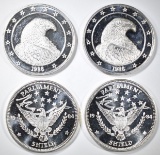 4-ONE OUNCE .999 SILVER ROUNDS