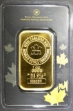 1-OUNCE .9999 GOLD BAR, ROYAL CANADIAN MINT