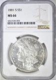 1881-S MORGAN DOLLAR  NGC MS-66