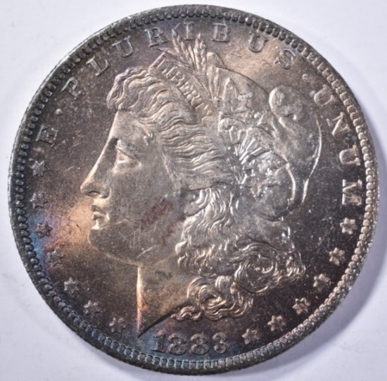 1883-O MORGAN DOLLAR, CH BU RAINBOW COLORS