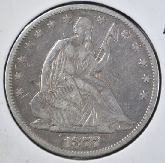 1877 SEATED HALF DOLLAR, F/VF
