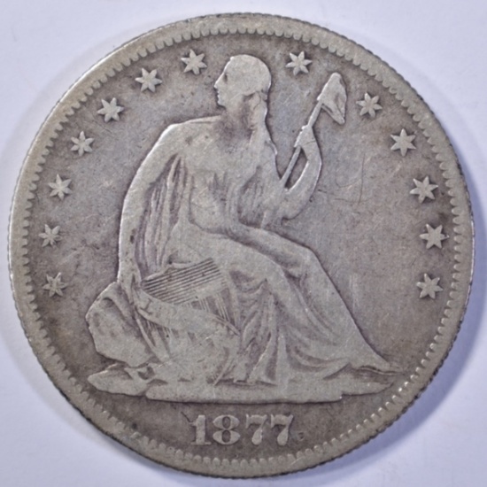 1877-S SEATED HALF DOLLAR, VG/FINE